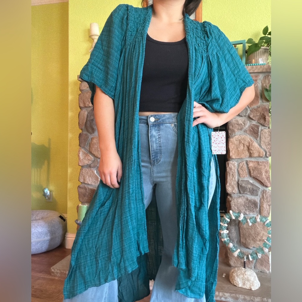Free People Angelica Open Front Long Kimono